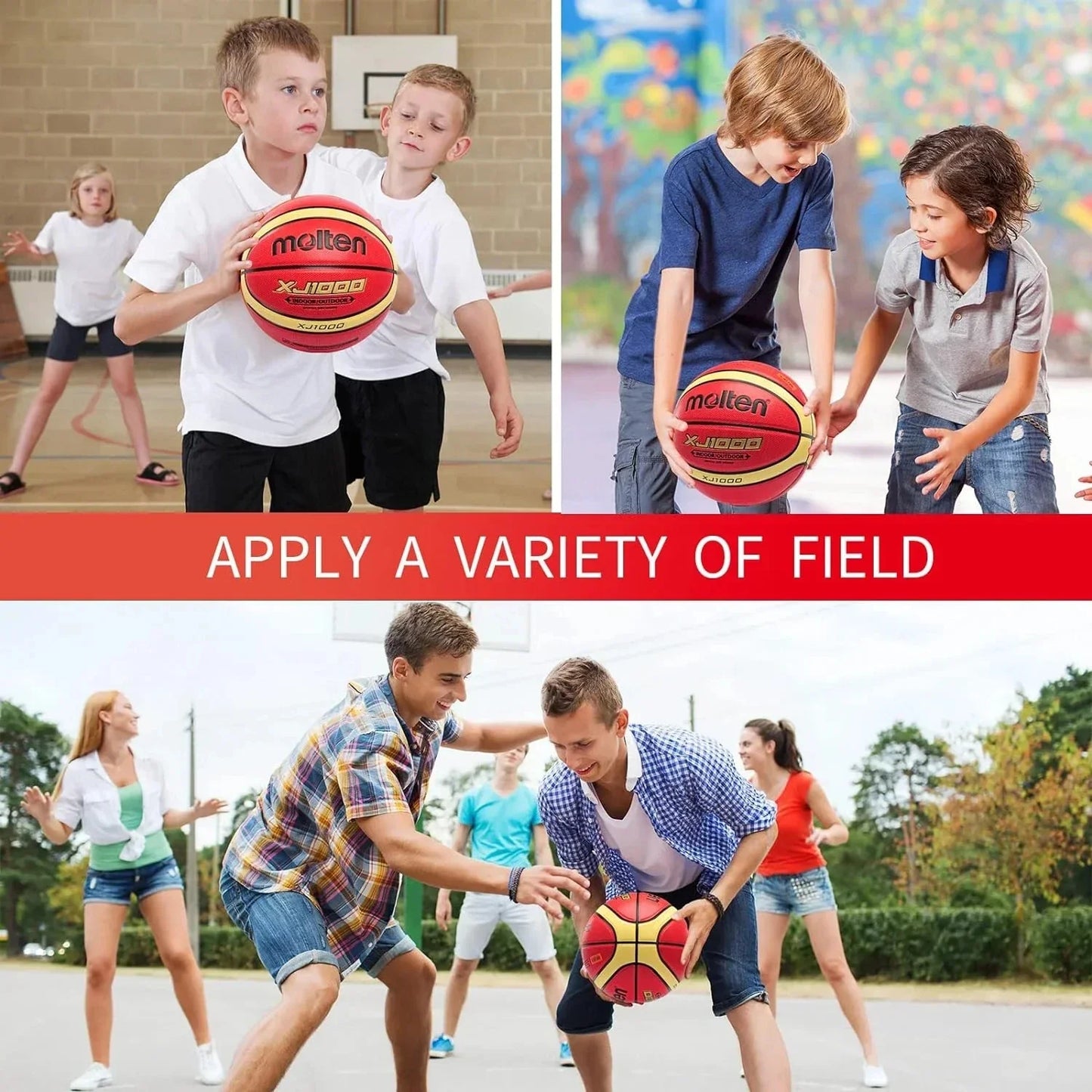 Molten PU Basketball Official Game Ball in Sizes 5, 6, and 7