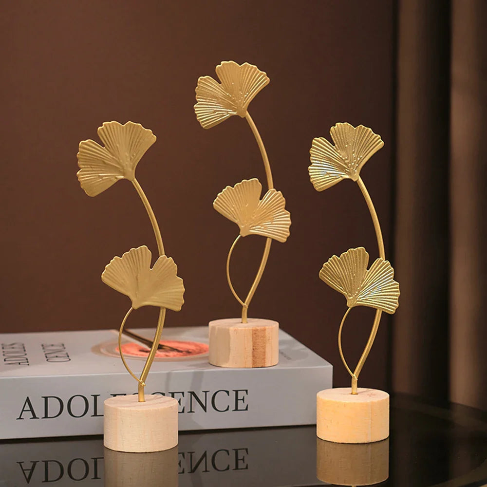 Nordic Gold Ginkgo Leaf Crafts Leaves Sculpture. Elegant Home Decor
