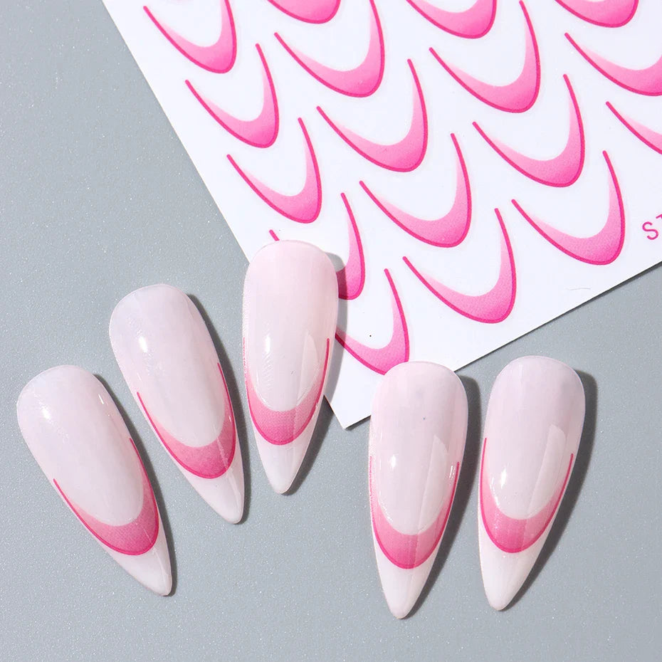 6pcs French Manicure Sticker Gradient Stripe Lines Sliders For Nails, No Mess, No Smudge Nail Art in Minutes