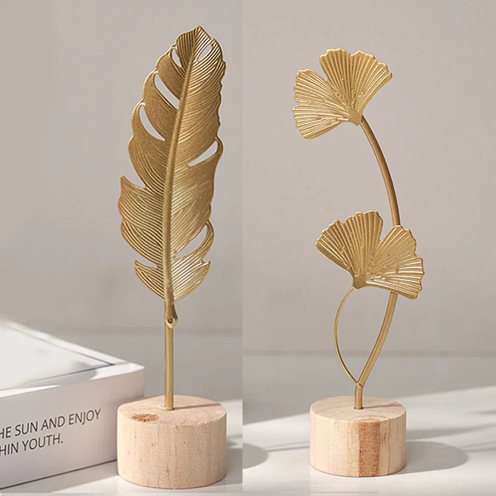 Nordic Gold Ginkgo Leaf Crafts Leaves Sculpture. Elegant Home Decor
