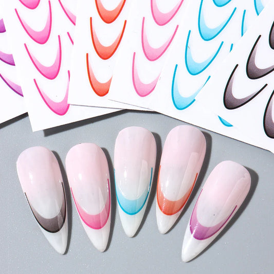 6pcs French Manicure Sticker Gradient Stripe Lines Sliders For Nails, No Mess, No Smudge Nail Art in Minutes