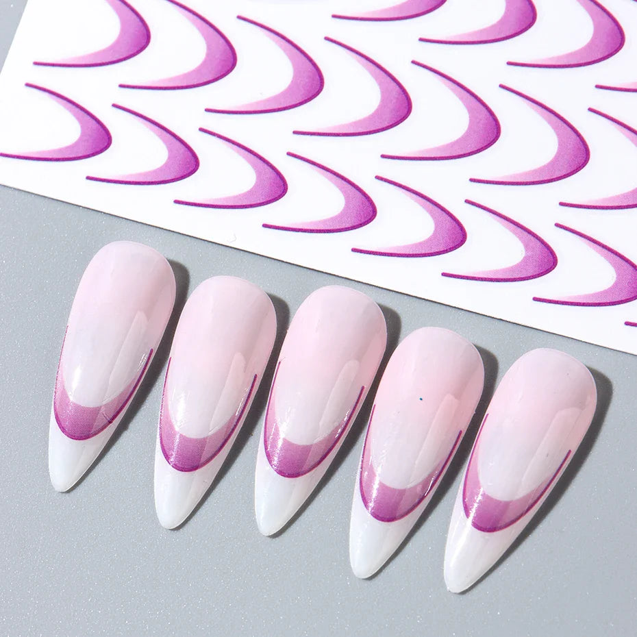 6pcs French Manicure Sticker Gradient Stripe Lines Sliders For Nails, No Mess, No Smudge Nail Art in Minutes