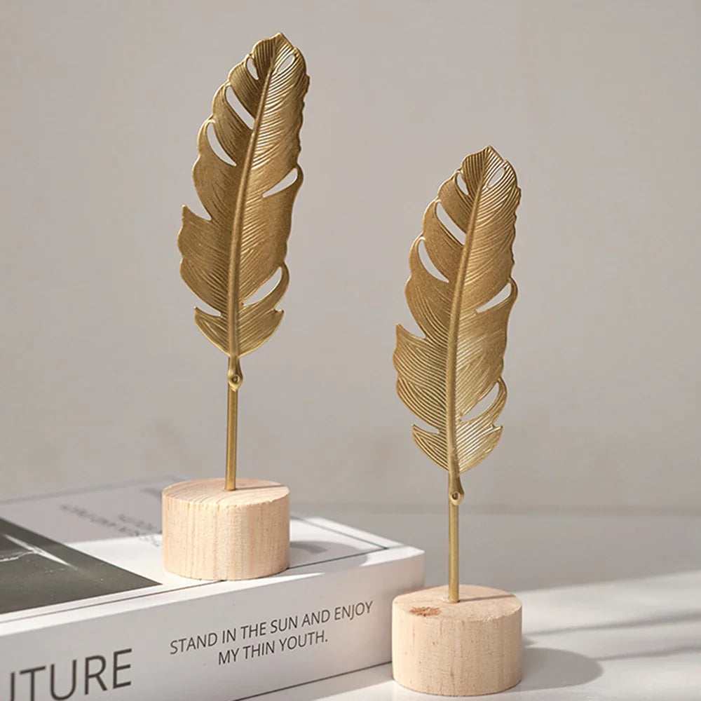 Nordic Gold Ginkgo Leaf Crafts Leaves Sculpture. Elegant Home Decor