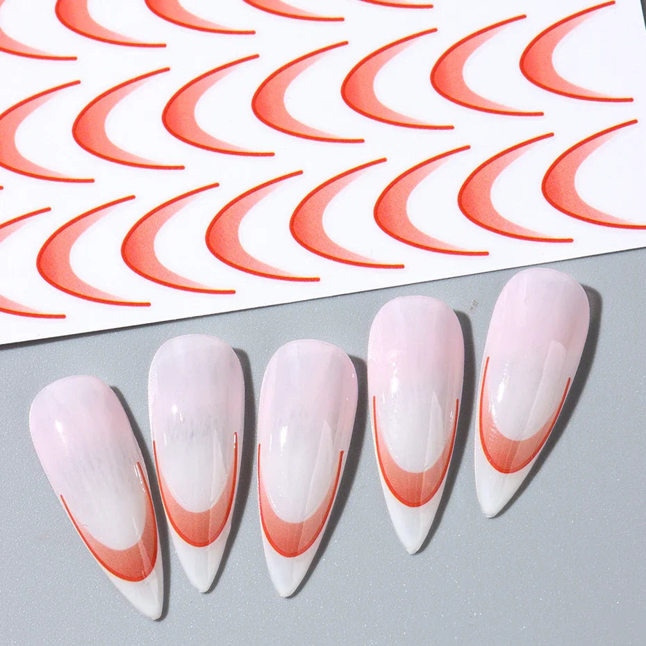 6pcs French Manicure Sticker Gradient Stripe Lines Sliders For Nails, No Mess, No Smudge Nail Art in Minutes