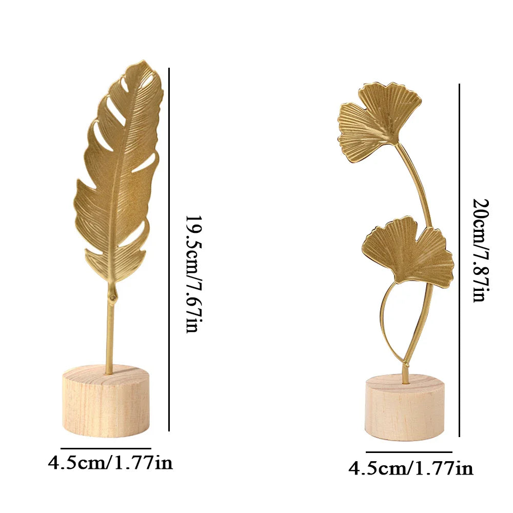 Nordic Gold Ginkgo Leaf Crafts Leaves Sculpture. Elegant Home Decor