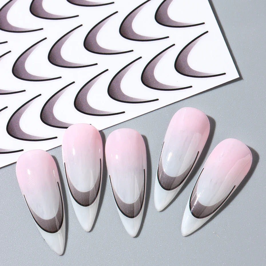 6pcs French Manicure Sticker Gradient Stripe Lines Sliders For Nails, No Mess, No Smudge Nail Art in Minutes