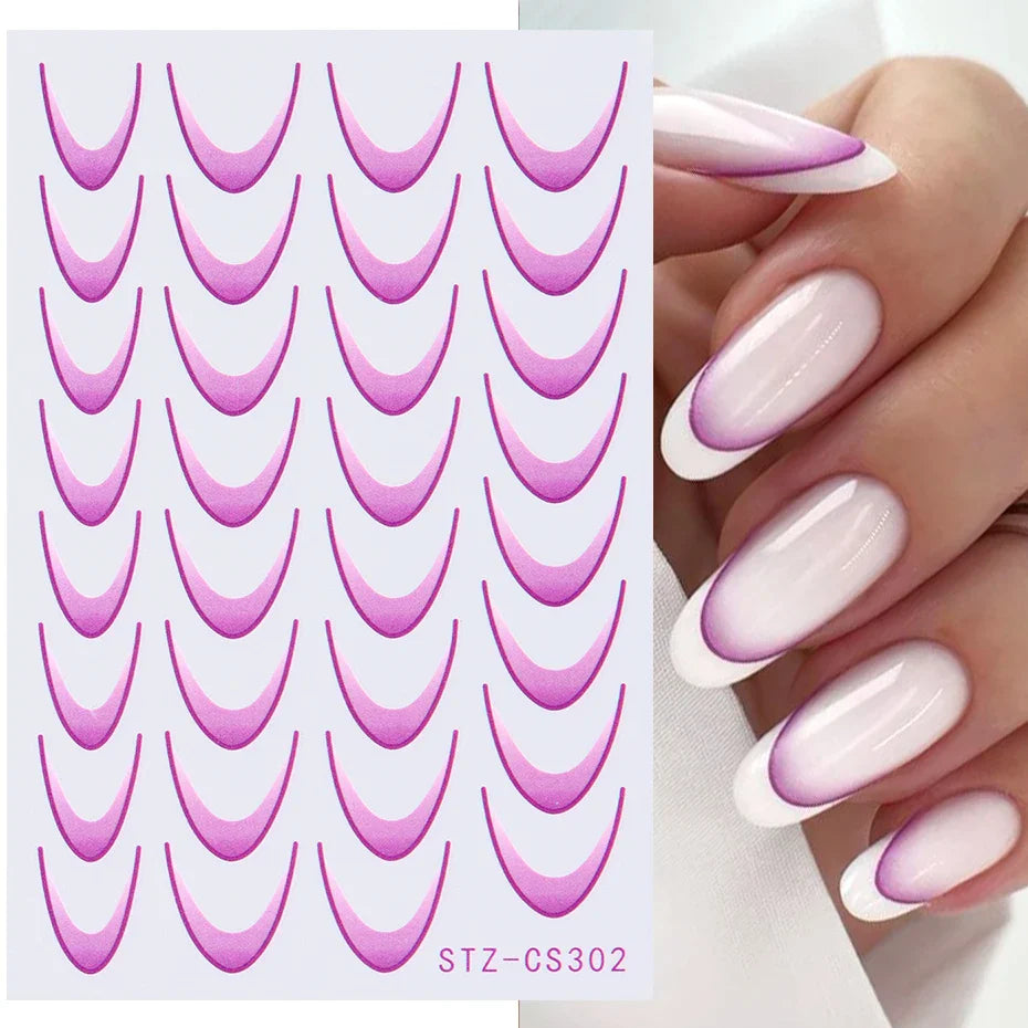 6pcs French Manicure Sticker Gradient Stripe Lines Sliders For Nails, No Mess, No Smudge Nail Art in Minutes