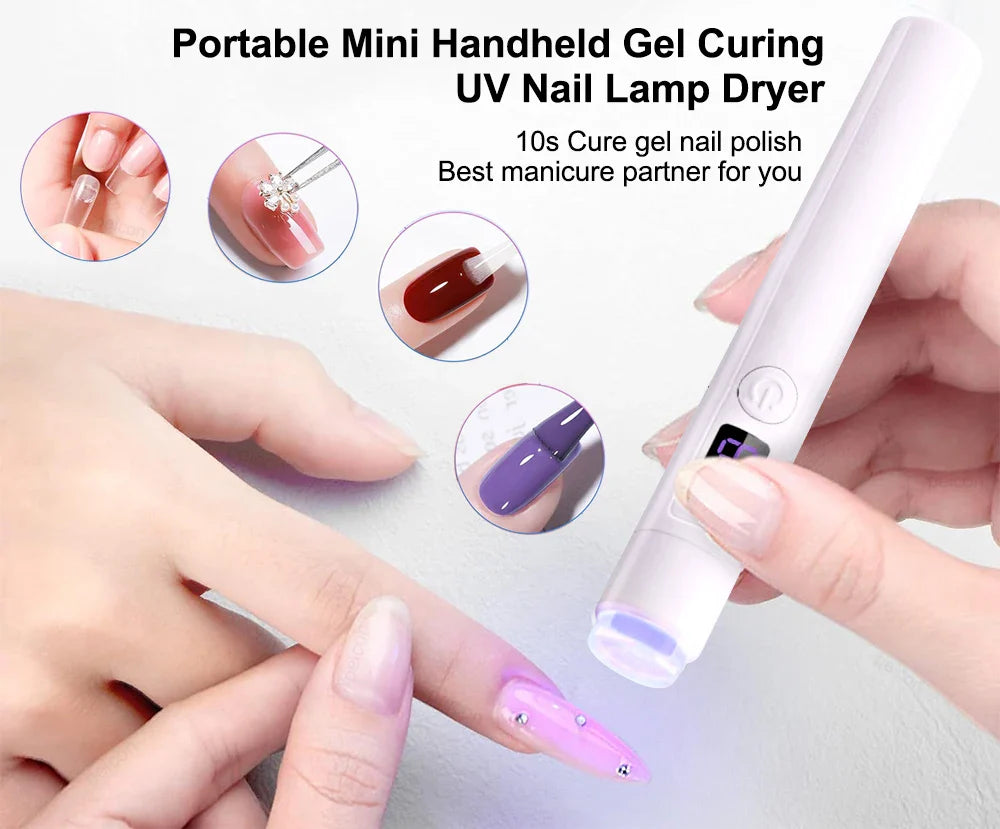 UV LED Nail Lamp Mini UV Nail Lamp for Manicure Portable Nail Dryer, Fast-Dry Portable Lamp-Salon Results at Home