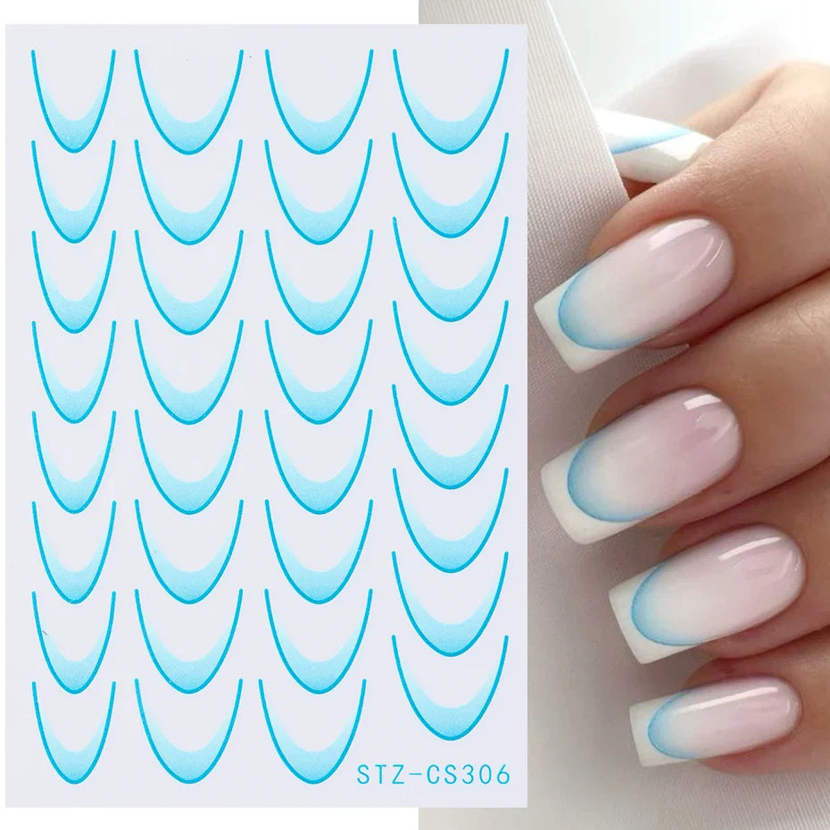6pcs French Manicure Sticker Gradient Stripe Lines Sliders For Nails, No Mess, No Smudge Nail Art in Minutes