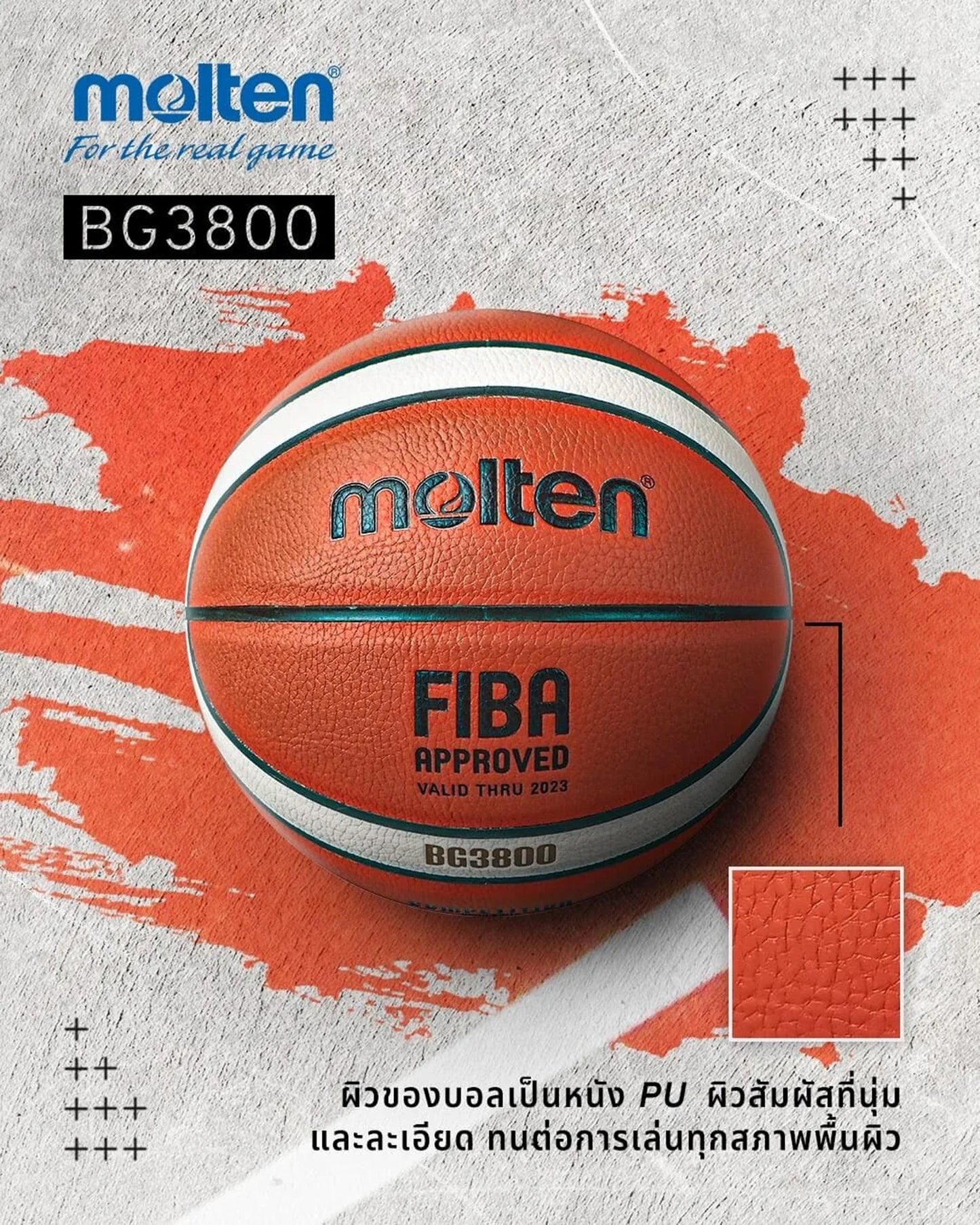 Molten PU Basketball Official Game Ball in Sizes 5, 6, and 7