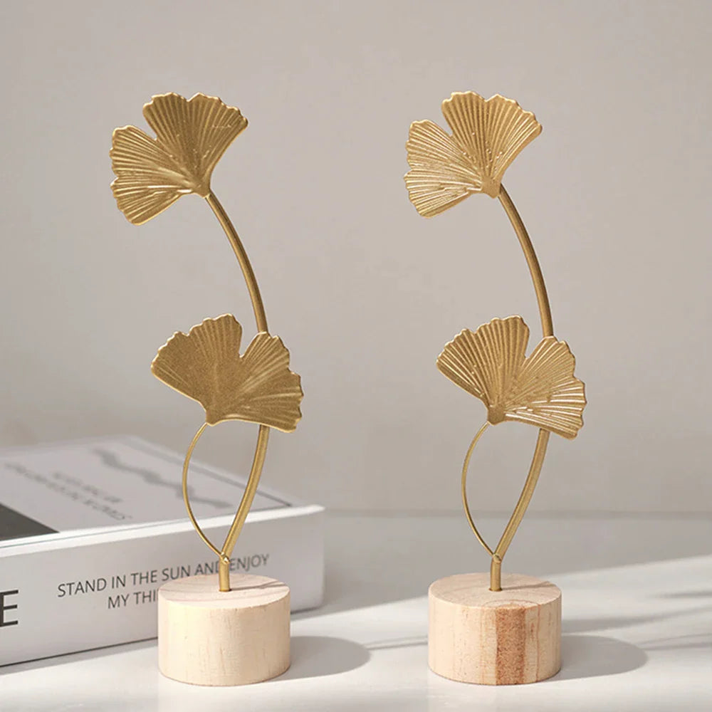 Nordic Gold Ginkgo Leaf Crafts Leaves Sculpture. Elegant Home Decor