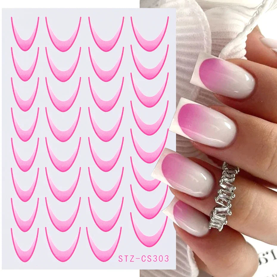 6pcs French Manicure Sticker Gradient Stripe Lines Sliders For Nails, No Mess, No Smudge Nail Art in Minutes