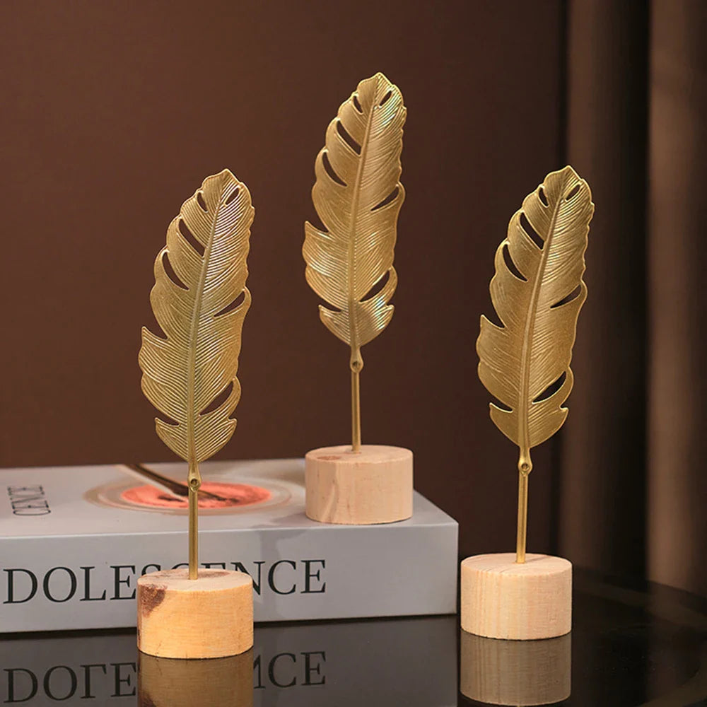 Nordic Gold Ginkgo Leaf Crafts Leaves Sculpture. Elegant Home Decor