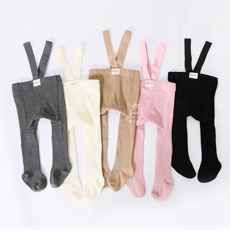 Baby Girl Boy Stocking 0-24M Infant Toddler Knit Tights Newborn Suspender Tights Pantyhose Solid High Waist Overall Legging