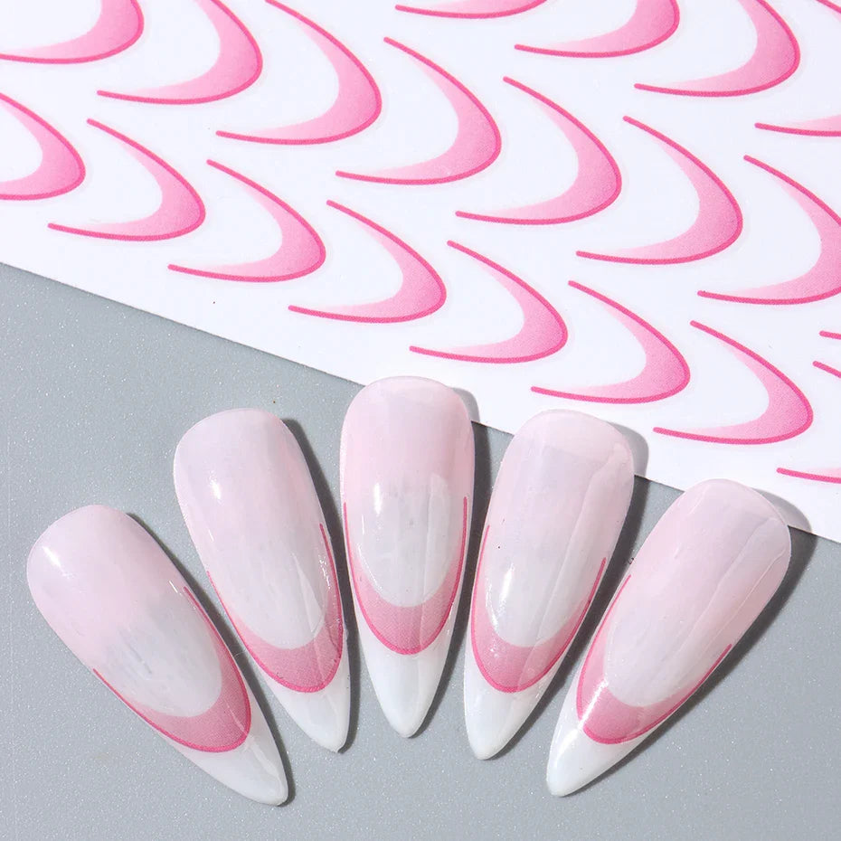 6pcs French Manicure Sticker Gradient Stripe Lines Sliders For Nails, No Mess, No Smudge Nail Art in Minutes
