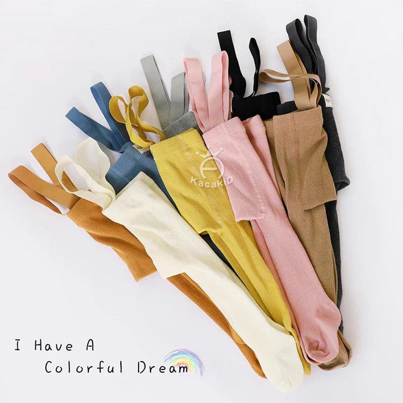 Baby Girl Boy Stocking 0-24M Infant Toddler Knit Tights Newborn Suspender Tights Pantyhose Solid High Waist Overall Legging